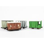 Four Kit-built G Scale (Gauge O) Goods Wagons by Unknown Makers, mostly of 'generic' narrow-gauge