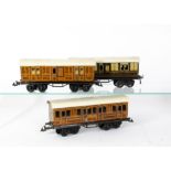 Bing 0 Gauge 'Shortie' LNER and GWR Bogie Coaches, an LNER 'teak' 1st/3rd composite no 265 and