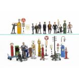Figures and Roadside O Gauge Accessories by Various Makers, including people by Timpo and
