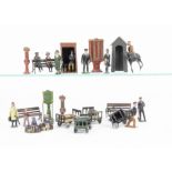Platform and Other Accessories for O Gauge by Johillco and Charbens, including platform benches with