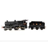 A Modified/Repainted Bassett-Lowke 0 Gauge 3-rail electric LMS 2P Class 4-4-0 Locomotive and Tender,