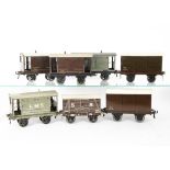 Bassett-Lowke 0 Gauge Freight Stock, a pre-war lithographed wooden SR van in brown as no 15757,