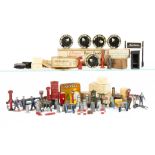 Platform Accessories for O Gauge by Various Makers, including platform benches, cable drums, milk