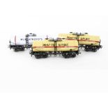 Darstaed 0 Gauge bogie Tank wagons, Yellow Pratts Spirit (2) and Murgatroyds, all in original boxes,