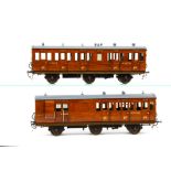 A Pair of Finescale O Gauge Kit-built Clemenson Coaches, nicely-made and finished from unknown kits,