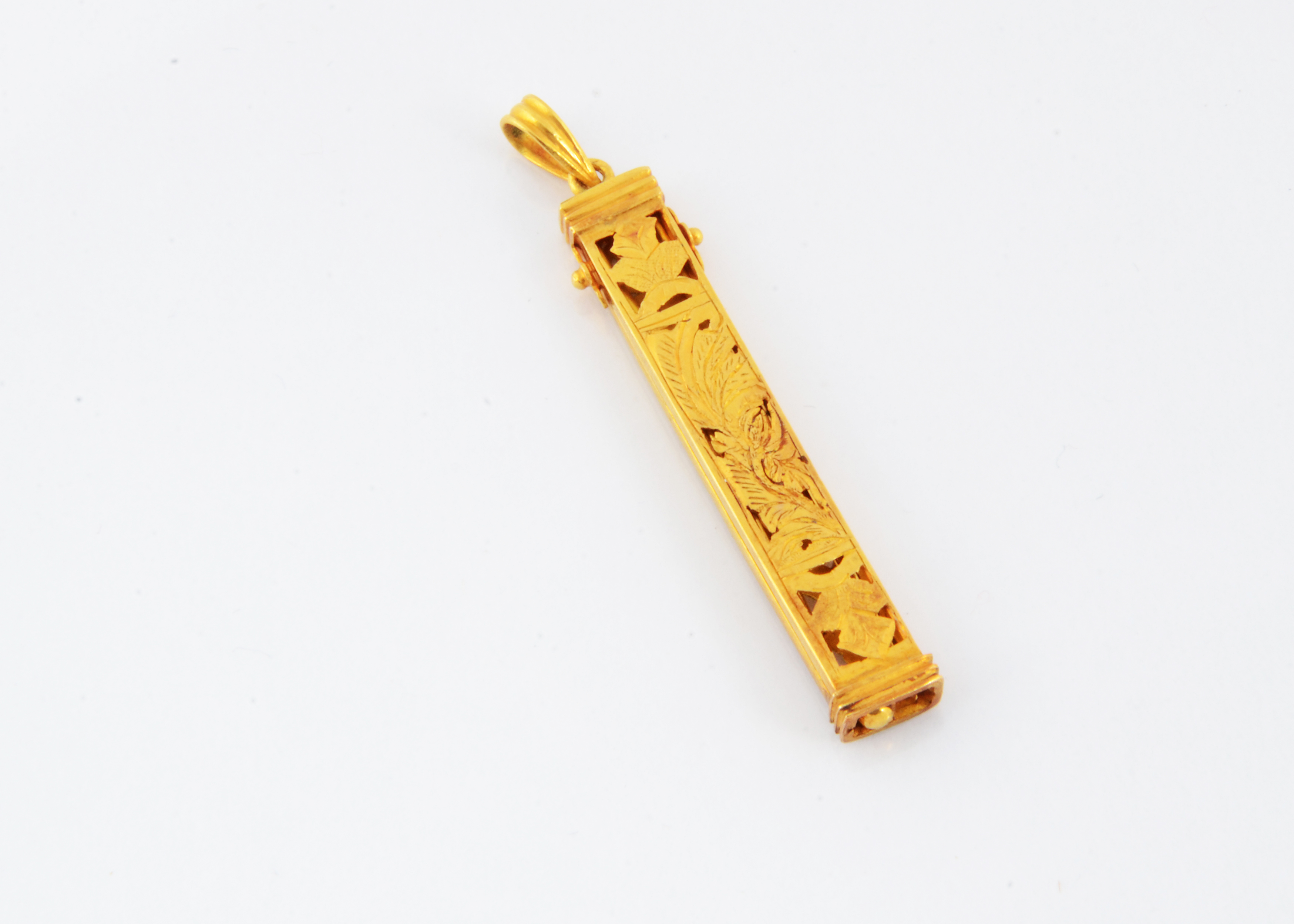 A 19th Century continental gold toothpick and ear wax remover, of rectangular column shape with