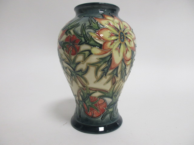 A contemporary Moorcroft pottery vase, of baluster form, in the 'Spike' pattern designed by