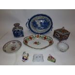 Oriental and European 19th Century and Later Porcelain and Pottery For Restoration, a Chinese Willow