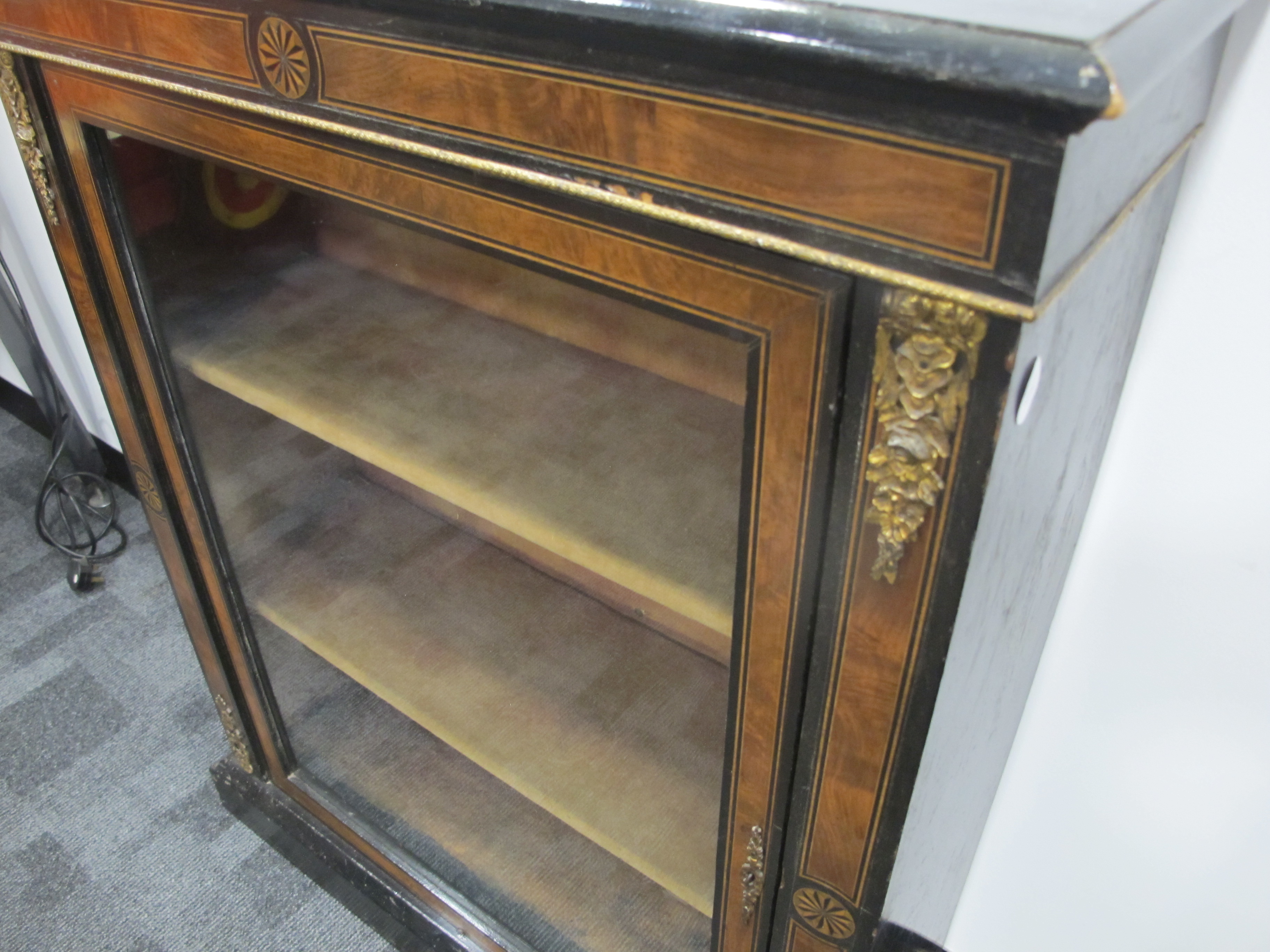 A Victorian ebonised pier cabinet, walnut banding and ebony and boxwood stringing, gilt metal - Image 2 of 2