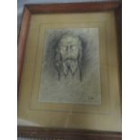 An early 20th Century pencil drawing of Christ, with indistinct initials to lower right, 17.5cm x