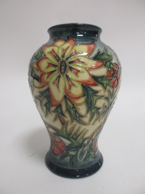 A contemporary Moorcroft pottery vase, of baluster form, in the 'Spike' pattern designed by - Image 2 of 3