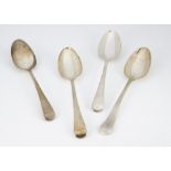 A set of four George III silver tablespoons by Richard Crossley, old English pattern, one handle