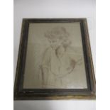 An early 20th Century pastel female study, signed 'Savill' to lower right, framed and glazed 60cm
