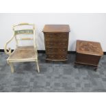 A 19th Century mahogany step commode, with original porcelain liner, raised on carved cabriole front