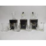 Six Edinburgh Crystal tankards, with cut glass bases, height 11cm, three in the original boxes,