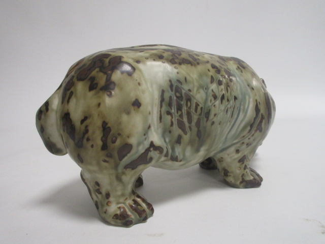 Knud Kyhn for Royal Copenhagen stoneware figure of a hippopotamus, with sung glaze in brown and - Image 2 of 5