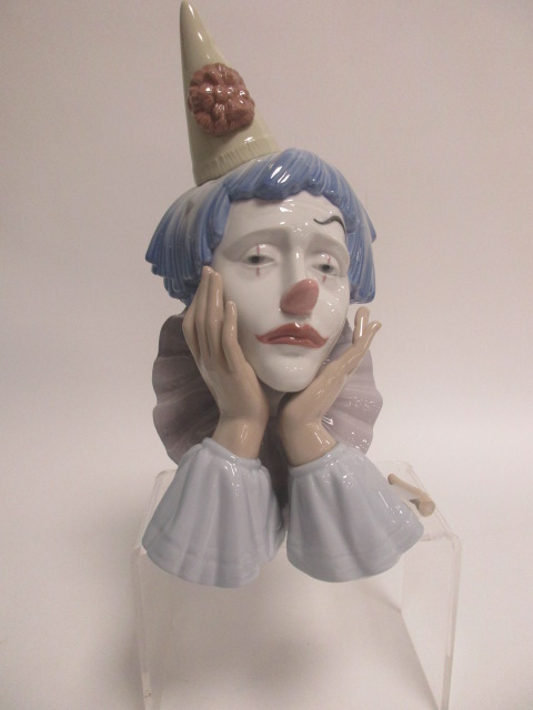 A Lladro 'Clown Head' bust, no.5129, height 32 cm, AF in the original box