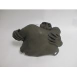 Contemporary pottery wall plaque 'the embrace', approximately 53cm x 38cm