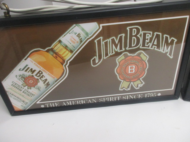 Two Jim Beam Kentucky Straight Bourbon Whisky illuminated signs, the largest 67.5cm x 38cm x 11cm, - Image 3 of 3