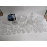 A quantity of 20th Century glassware, predominantly Waterford crystal, to include two decanters, a