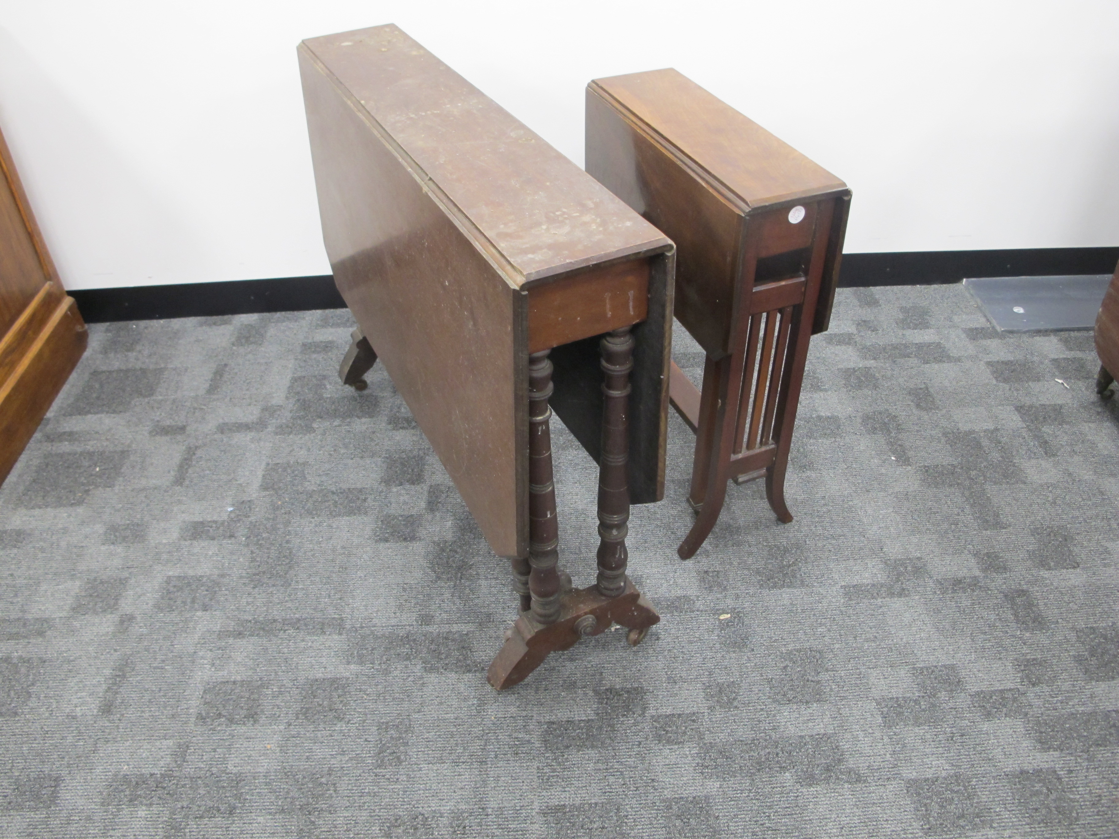 Two late 19th Century mahogany Sutherland tables, the smallest 51cm x 18cm x 66cm, open 66cm, the