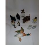 Pottery and Porcelain Bird and Animal Models, various models comprising Beswick flying mallard