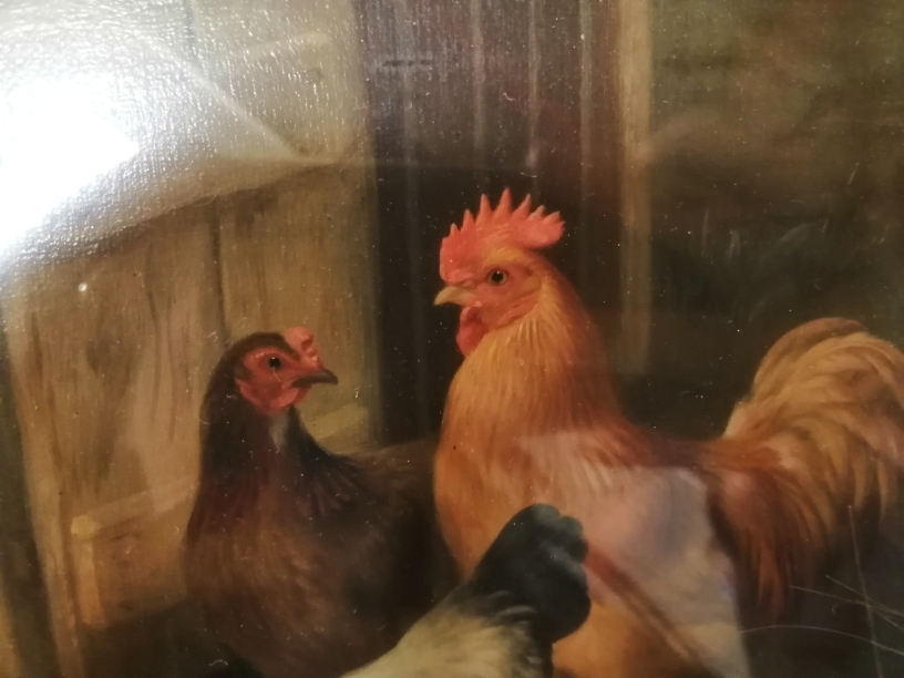 Edgar Hunt (1876-1953) oil on canvas, depicting chickens outside a rabbit hutch, signed and dated ( - Image 6 of 8