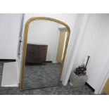 A 19th Century arched over mantle mirror, gilded wooden frame, 155cm x 185cm