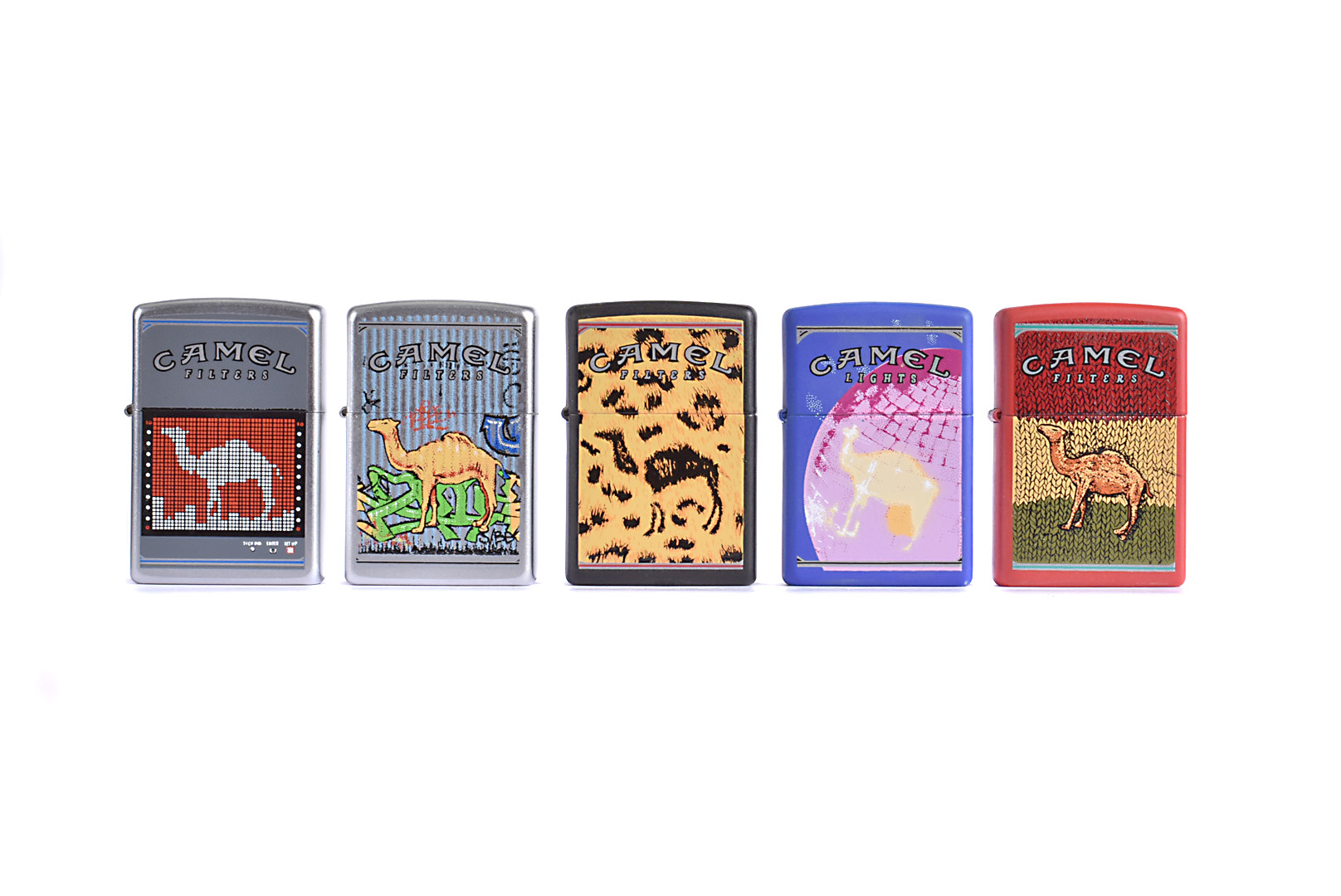 Zippo Lighters 'The Night Collector's' Series, all dated 02, all for Camel Filters - Lounge, Reggie,