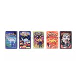 Camel Zippo Lighter Music Series, set of five all dated 2005 - Salsa, Techno, Disco, Rock and