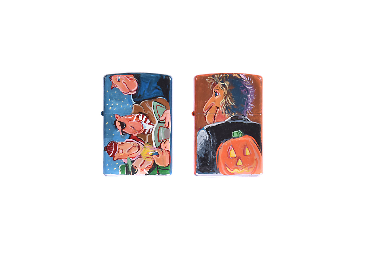 Richard Wallich hand-painted Limited Edition Zippo Lighters, two Limited Edition hand-painted 1/1