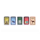 The Camel Zippo Lighter Communications Series 2001, Argentinian market, comprising five lighters -