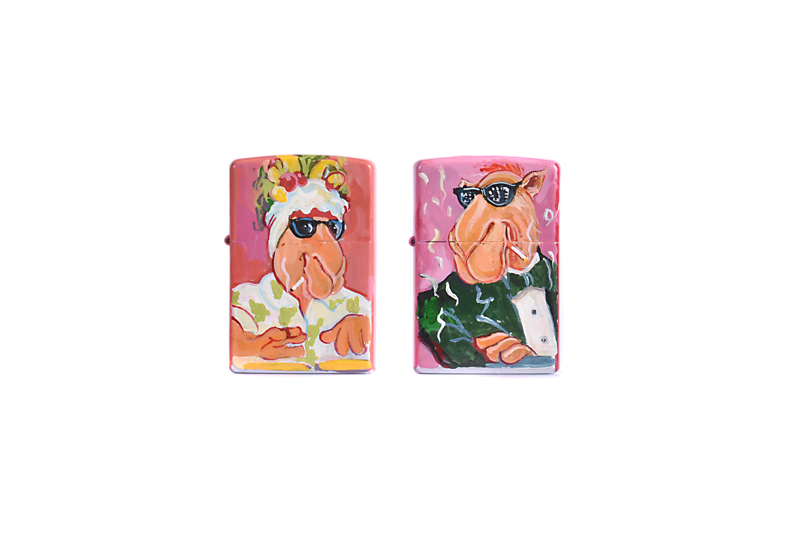 Richard Wallich hand-painted Limited Edition Zippo Lighters, two Limited Edition hand-painted 1/1