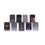 A collection of chrome Camel Zippo Lighters, to include Retro Midnight Chrome, German Camel Beast,