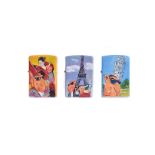 Richard Wallich hand-painted Limited Edition Zippo Lighters, three Limited Edition hand-painted 1/