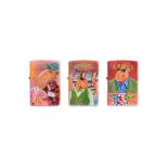 Richard Wallich hand-painted Limited Edition Zippo Lighters, three Limited Edition hand-painted 1/