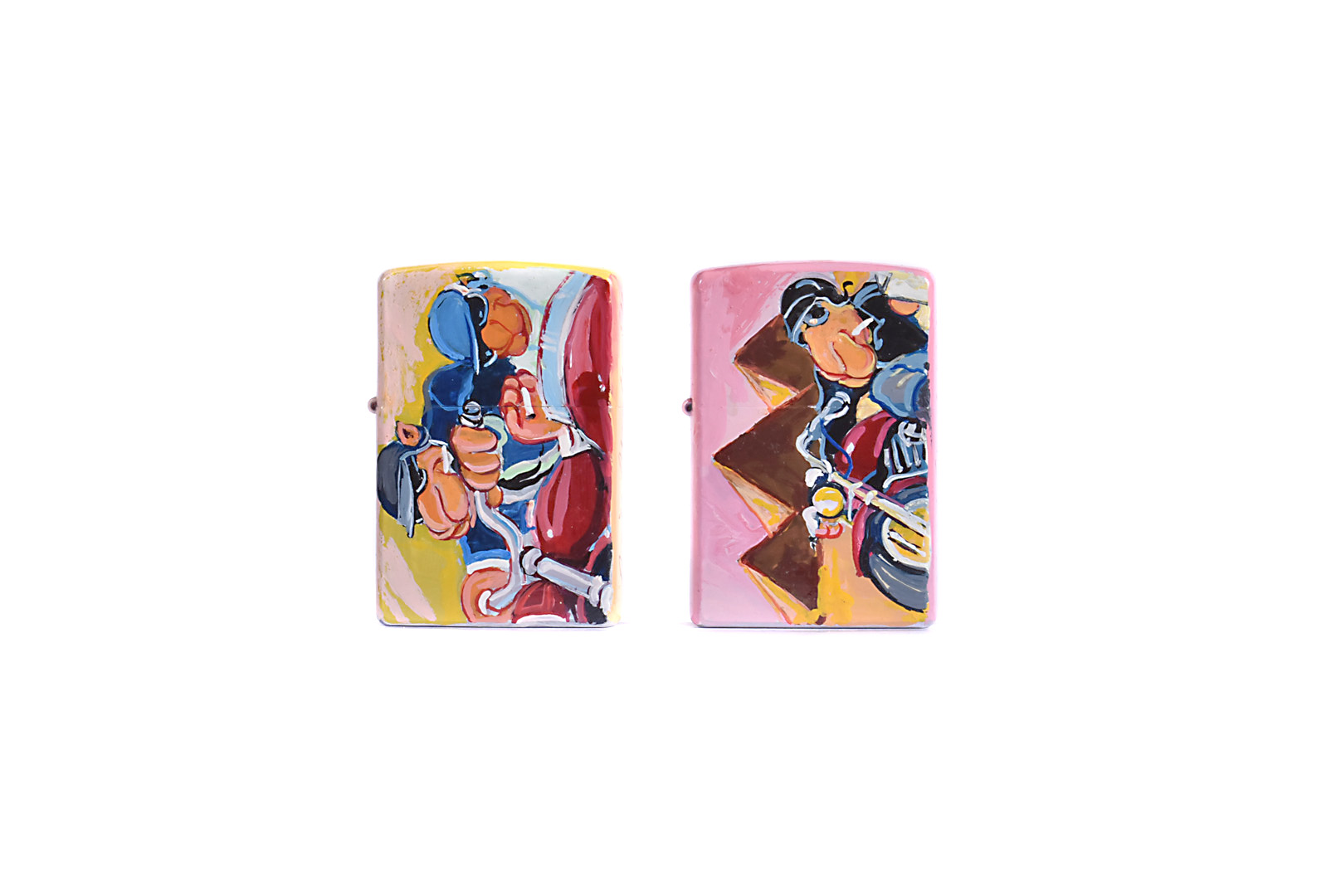 Richard Wallich hand-painted Limited Edition Zippo Lighters, two Limited Edition hand-painted 1/1