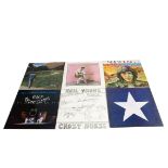 Neil Young LPs, eight UK release albums comprising Neil Young, Rust Never Sleeps, Old Ways, Hawks