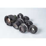 Olympus Prime Lenses, an Auto-W 28mm f/2.8 Zuiko lens, four 50mm f/1.8 Auto-S lenses, three Zuiko,