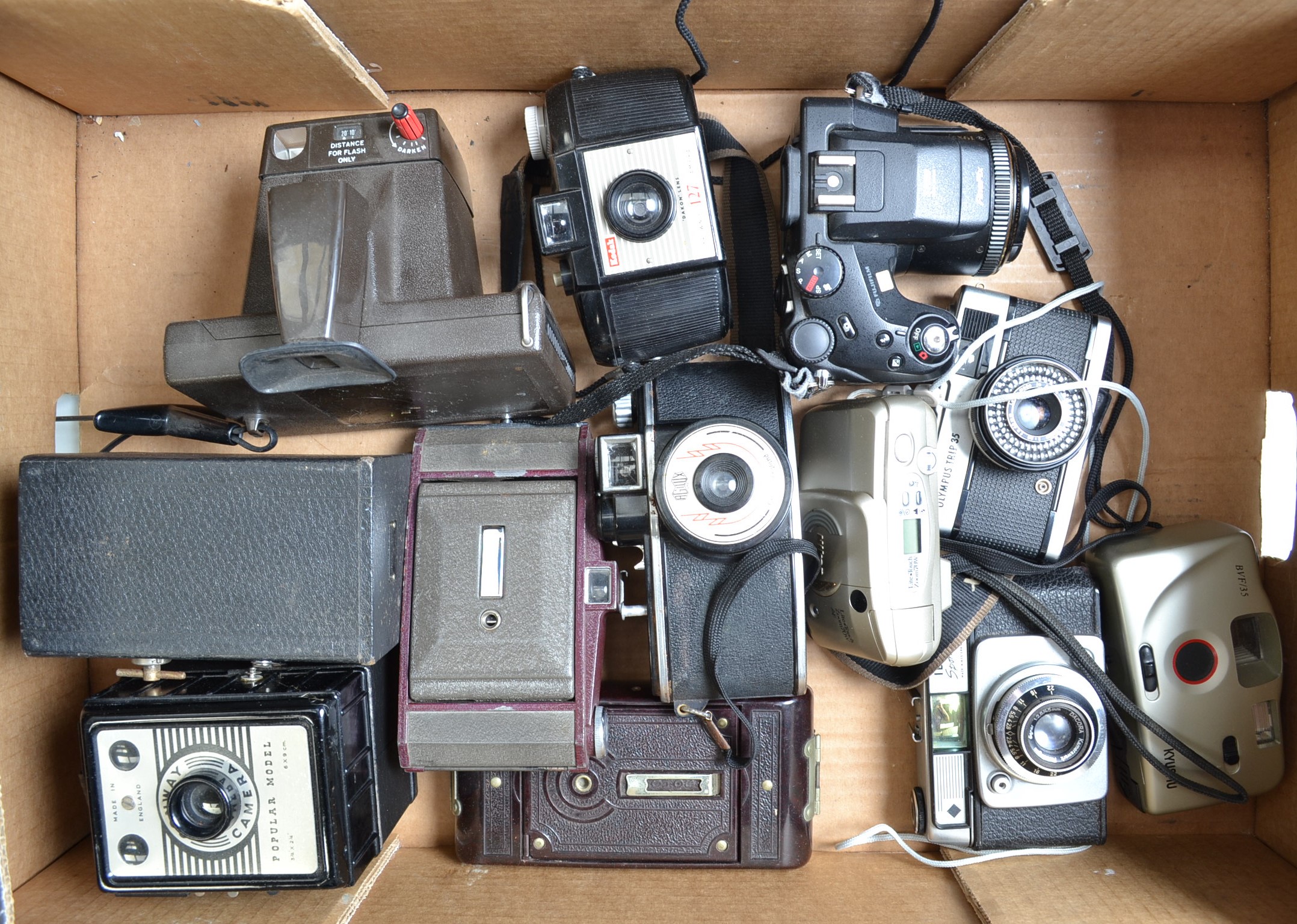 Various Cameras, including a Soho Cadet, Selfix Snapper folding cameras, box cameras, Agulux