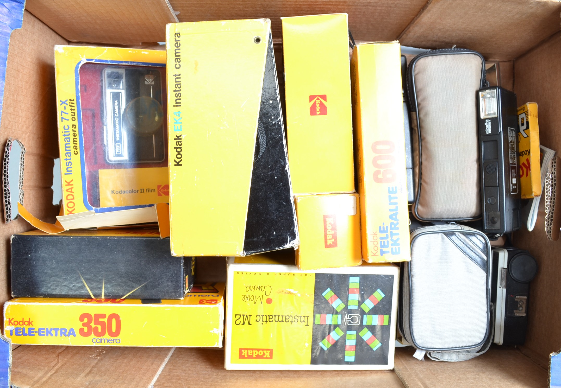 A Tray of Kodak Cameras, Instamatics incuding Tele-Ektralite 530, 600, M2, 77-X, tele disc, EK4