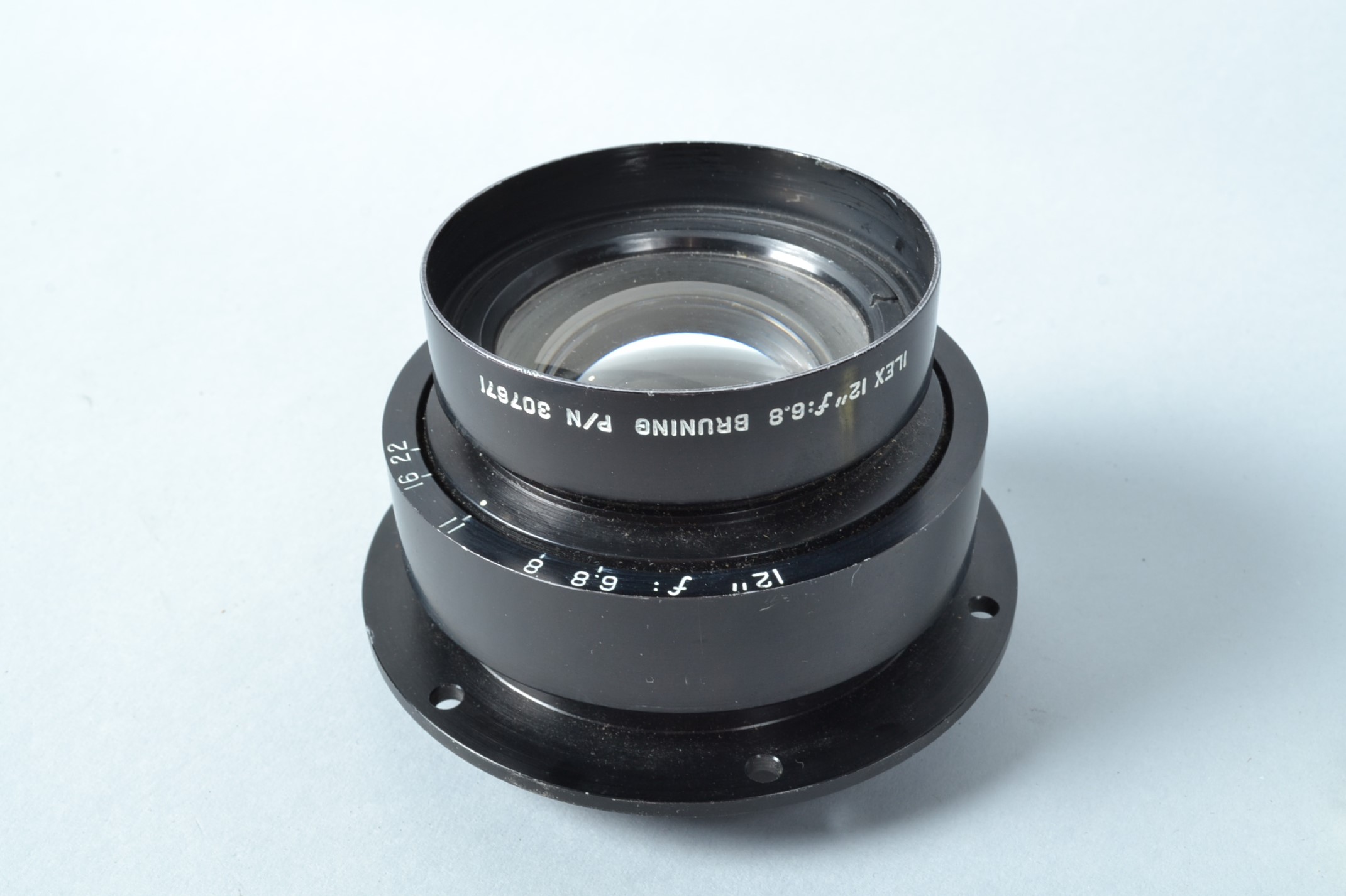 A Bruning Ilex 12'' f/6.8 Large Format Lens, P/N 307671, barrel G, elements G