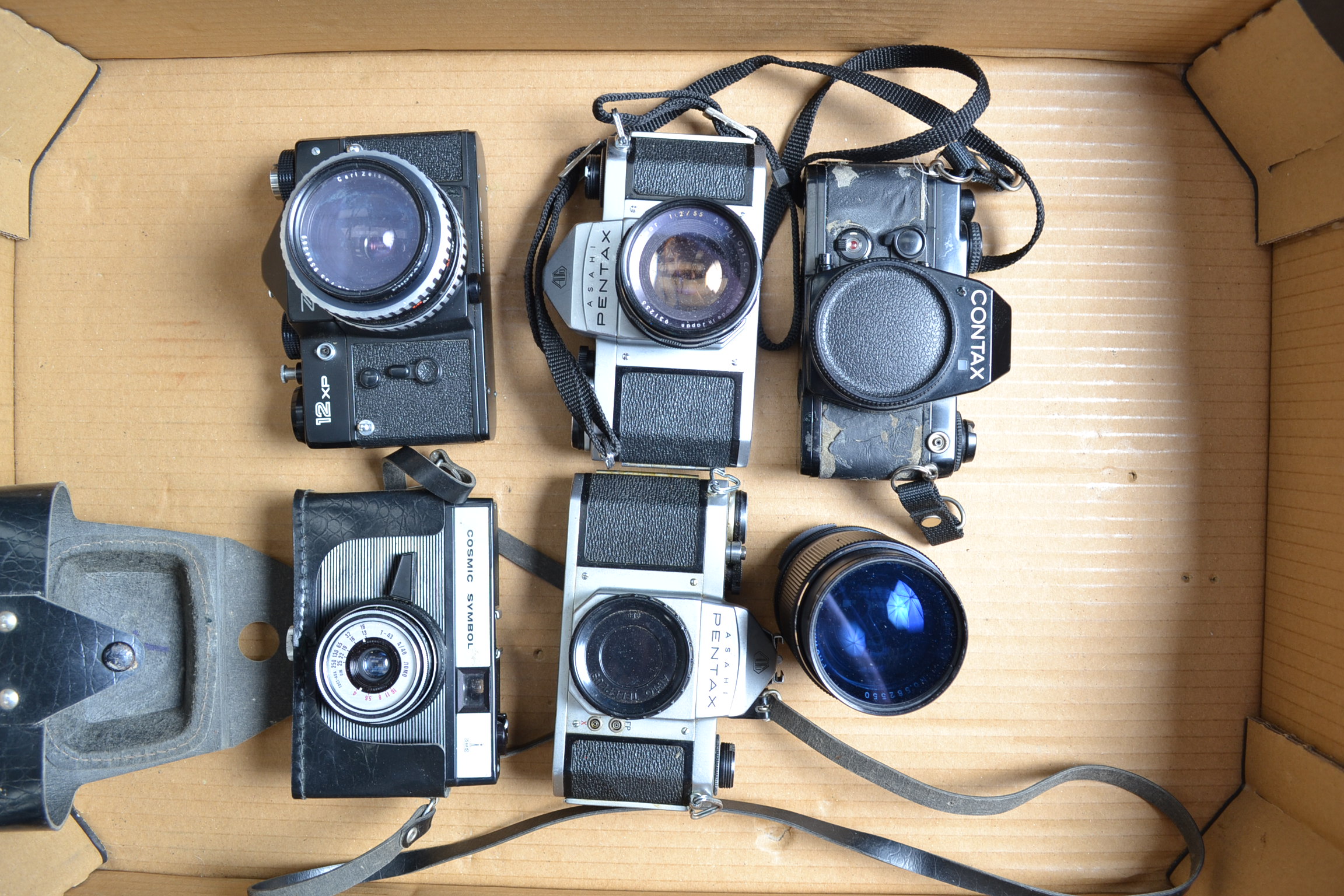 35mm Cameras, a Pentax Asahi S1a, with 55mm f/2 Super Takumar, S1a body, Zenit 12xp, with Carl Zeiss