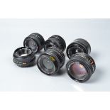 A Selection of Wide Angle Lenses, various mounts, incuding a Sigma 24mm f2.8, Sirius 28mm f/2.8 (2),