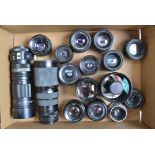 A Selection of M42 Mount Lenses, including an Ensinor 500mm f/8 mirror lens, Photax 35mm f/3.5,
