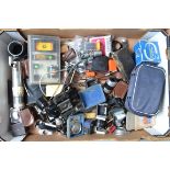 A Tray of Camera Related Accessories, including filter sets, viewfinders, cable releases,