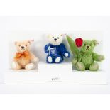 A Steiff limited edition Teddy bear Set Holland 2002, orange, blue and green teddy bears, 515 of