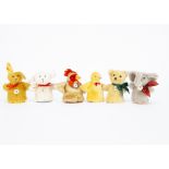 Three Steiff limited edition Egg Cosy sets: Rabbit and Lamb, 2013 for the year, 2002; Hen and Chick,