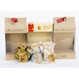 Three limited edition Christmas tree teddy bear ornaments: Teddy bear angel with transverse flute