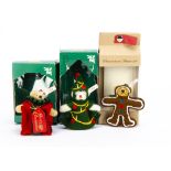 Three limited edition Christmas tree teddy bear ornaments: Christmas parcel 1998 Christmas Tree Bear